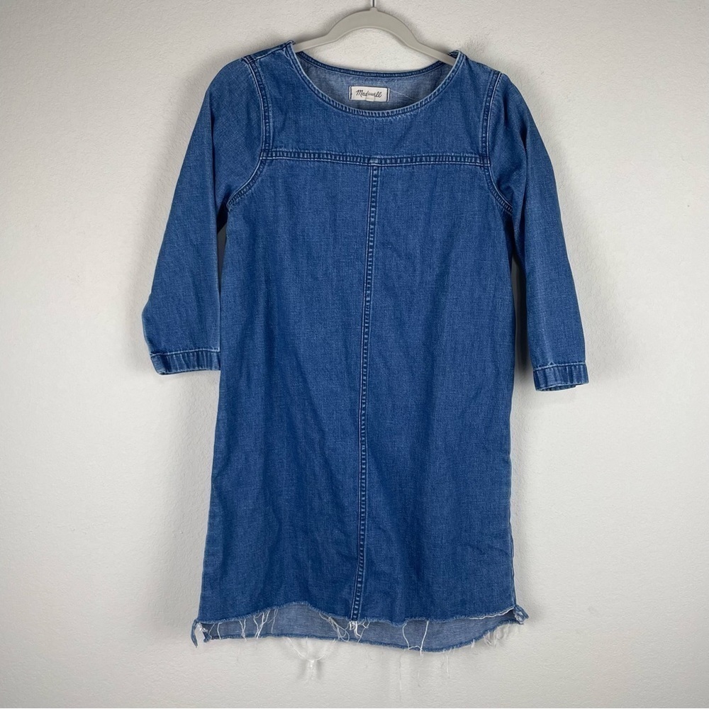 Madewell Denim Step Hem 3/4 Sleeve Dress Size Small